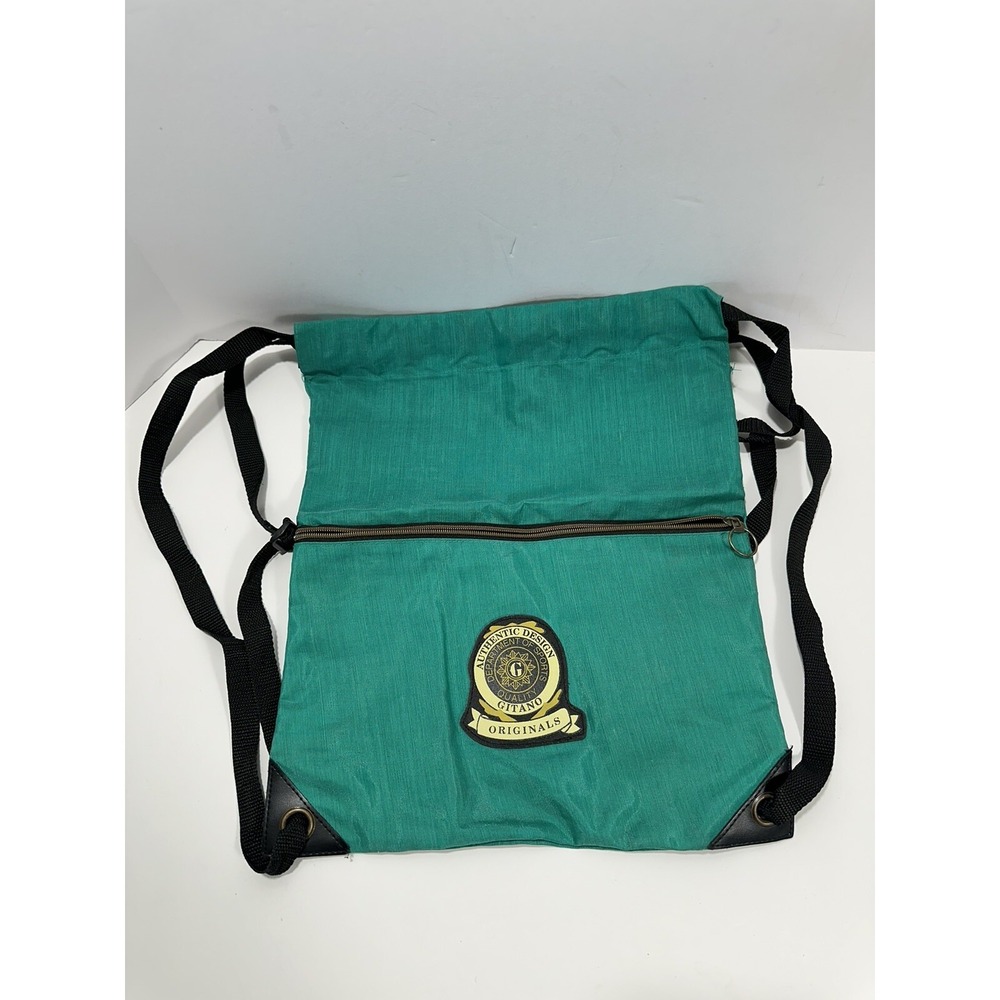 GITANO Sports Gym Soccer Bag Drawstring Backpack Vintage‎ 80s 90s Green Rare